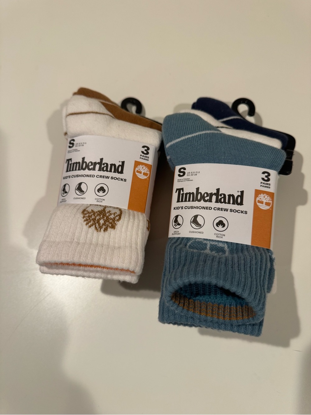 NWT Timberland Cushioned Crew Socks 6 Pairs (2 x 3-Pack) Size Small US 6.5–11.5